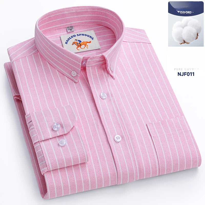 Chemises Oxford à manches longues en 100 % coton pour homme, grandes tailles 8XL, coupe ajustée, unies ou rayées, pour le bureau, couleur blanche, tenues professionnelles