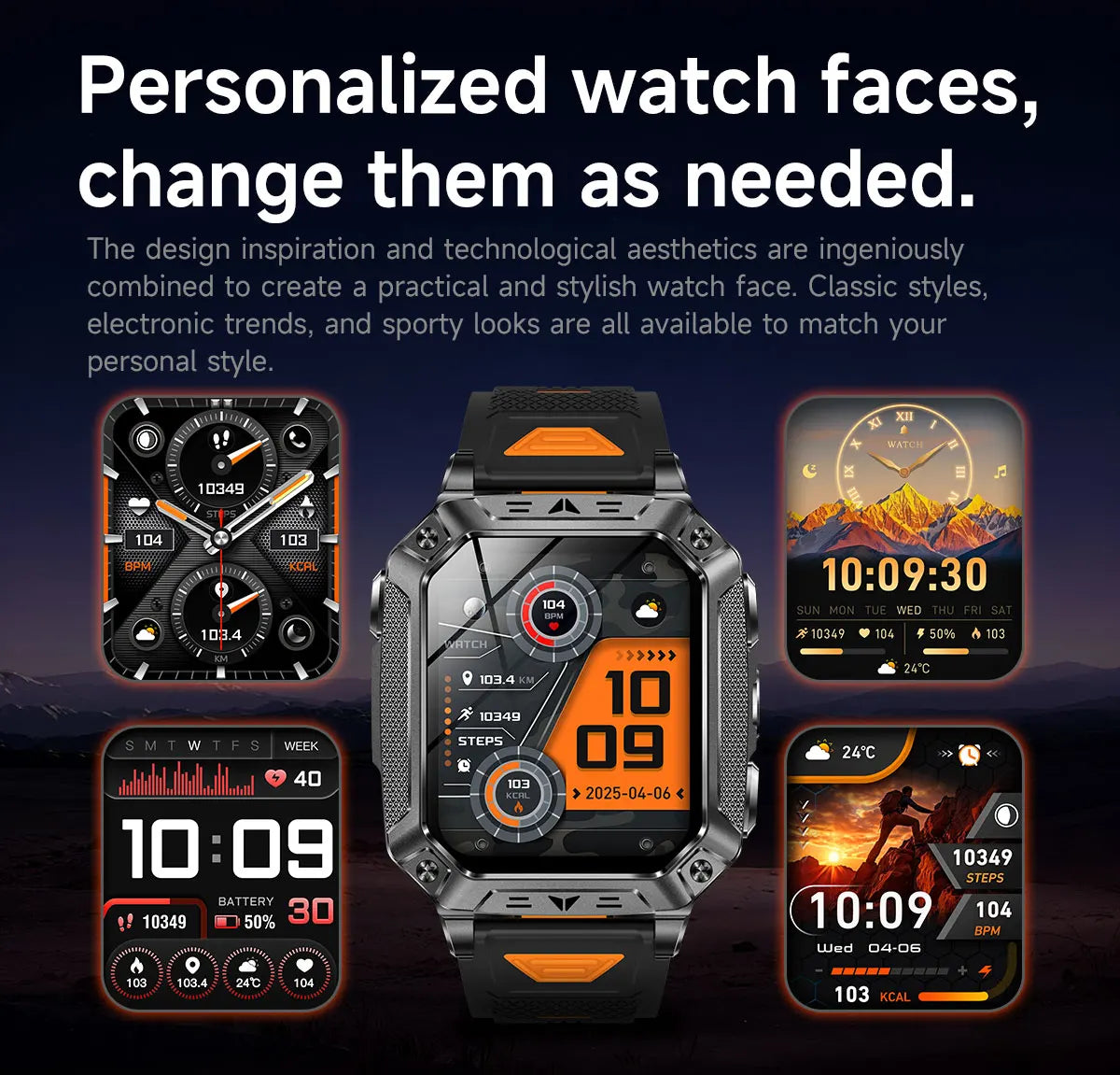Montre connectée homme 2026 avec batterie ultra-large intégrée de 1400 mAh, GPS extérieur, écran AMOLED de 2,01", étanche 10 ATM, appel BT