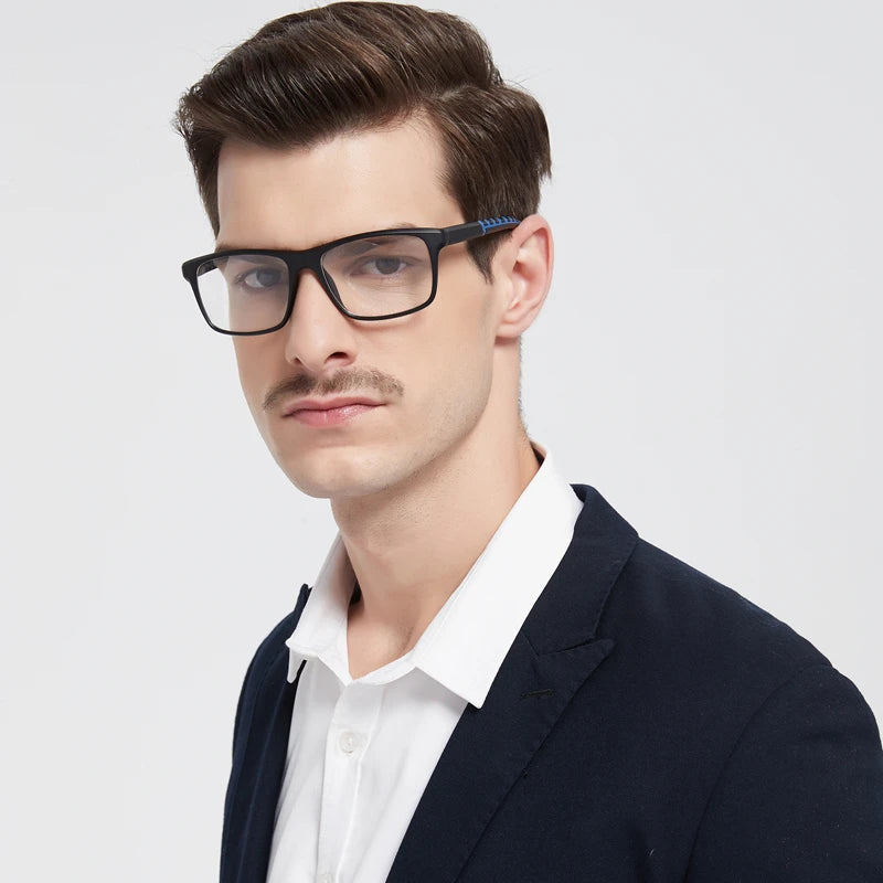 3-Pack Men's Blue Light Blocking Reading Glasses, Classic Square Frame Anti-Fatigue Computer Reader Eyeglasses