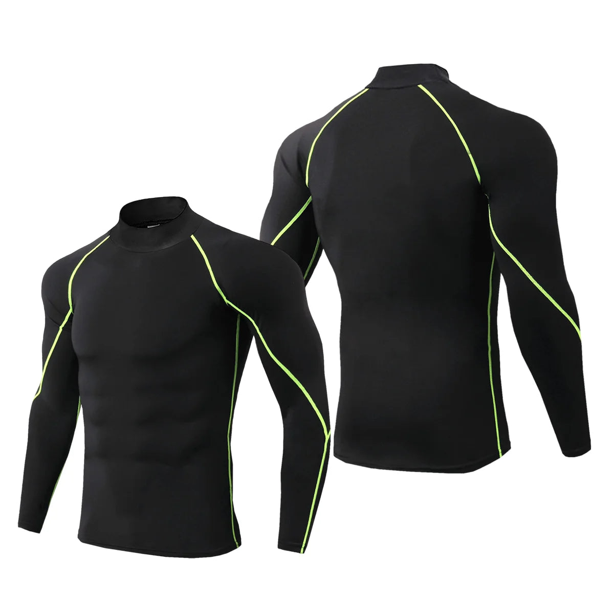 Sport T-Shirt Herren Kompressions Laufshirt Elastisches Langarm Fitness Sport-Top Gym Workout Unterhemd Sportbekleidung