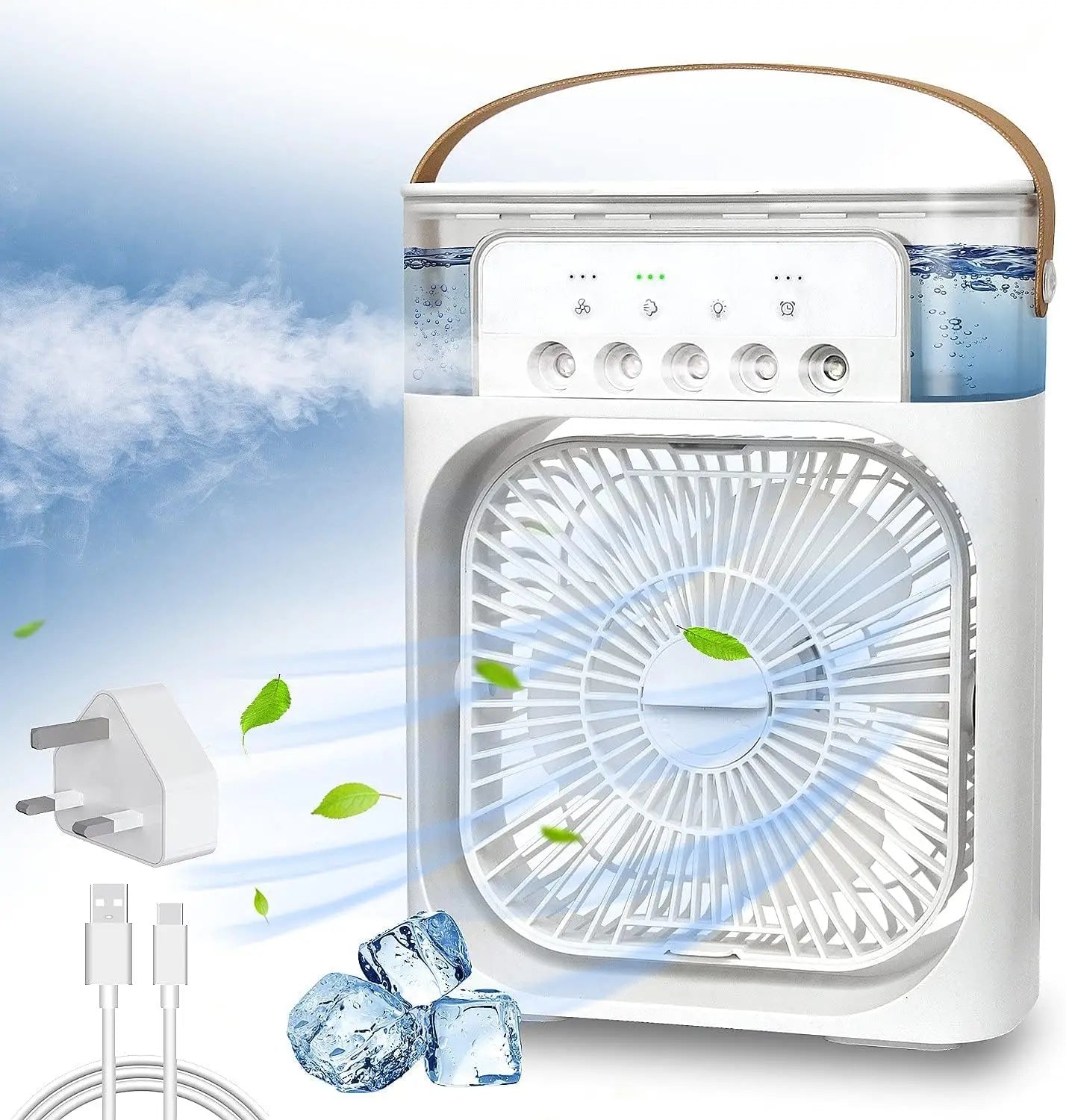 Ventilateur de refroidissement portable 3 en 1 avec humidificateur de climatiseur USB Mini et veilleuse, adapté à un usage domestique et de bureau
