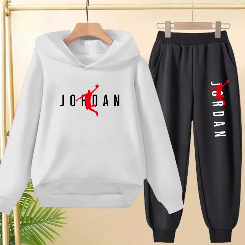 Ensemble mode décontracté de survêtement à capuche noir pour enfants, haut et pantalon, pour garçons et filles, bambins de 3 à 12 ans
