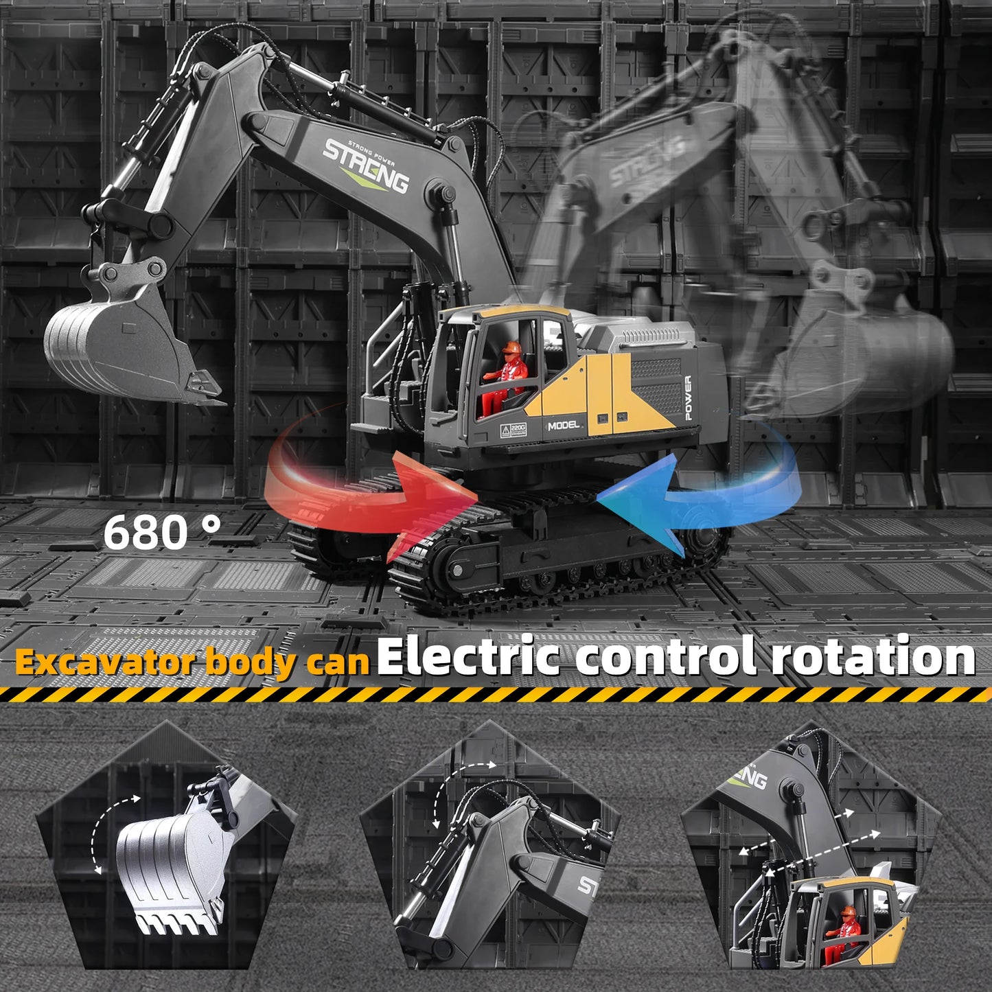ZWN 1/16 1/20 Ferngesteuerter Bagger Kipper RC Modellauto Spielzeug Professionelles Legierungs-Simulations-Baufahrzeug für Kinder