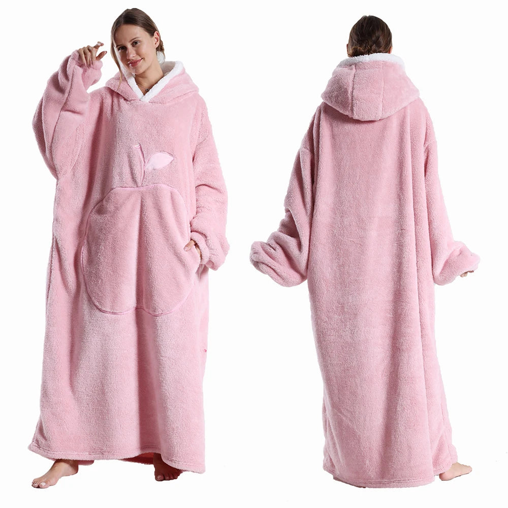 Couvertures Portables Extra Longues Hiver Flanelle Couverture à Capuche avec Manches Longues Hommes Femmes Couverture Douce et Confortable pour Adultes
