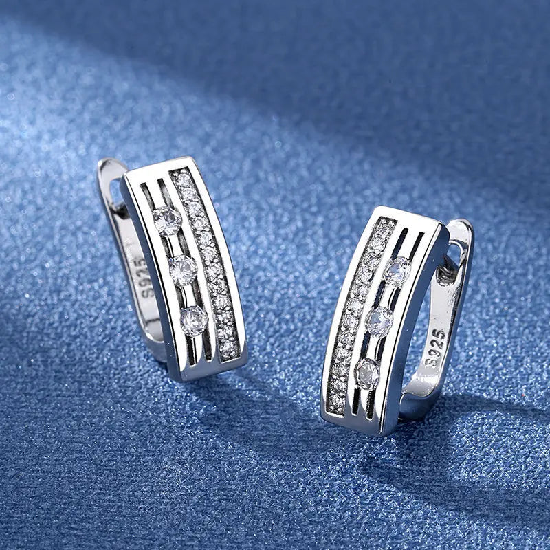 Ohrringe aus 925er Sterlingsilber, Schmuck, hochwertige Retro-Ohrringe mit einfachem Muster, lila-weiße Zirkon-Ohrringe, Bestseller