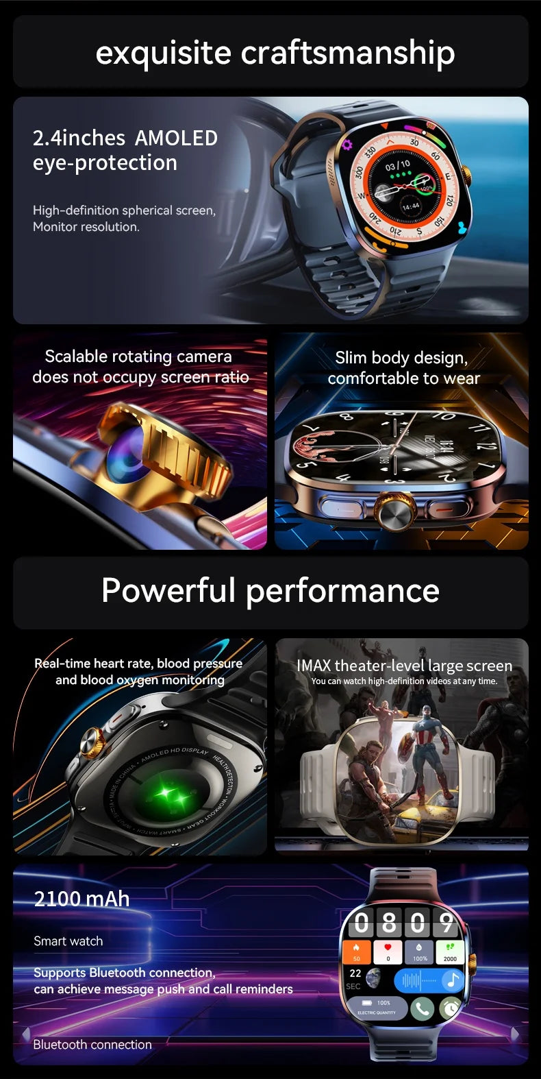 Nouvelle montre connectée M99 5G version cellulaire, écran Amoled 2,4 pouces plus grand, Android 10, avec caméra rotative et emplacement pour carte SIM, Wi-Fi