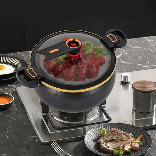 Household 7 L Chubby Micro-Pressure Pot Non-Stick Universal Stew Pot Visible Cover Large Capacity Soup Pan Induction Cooker