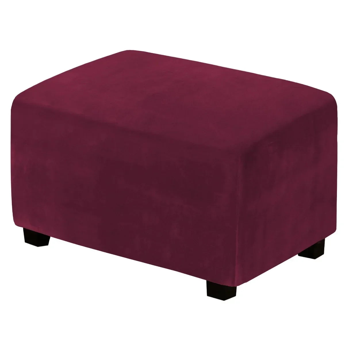 1 Housse de Tabouret Bas Rectangulaire en Velours Élastique, Épaisse et Ultra Douce, Antidérapante et Lavable, Protection de Meuble
