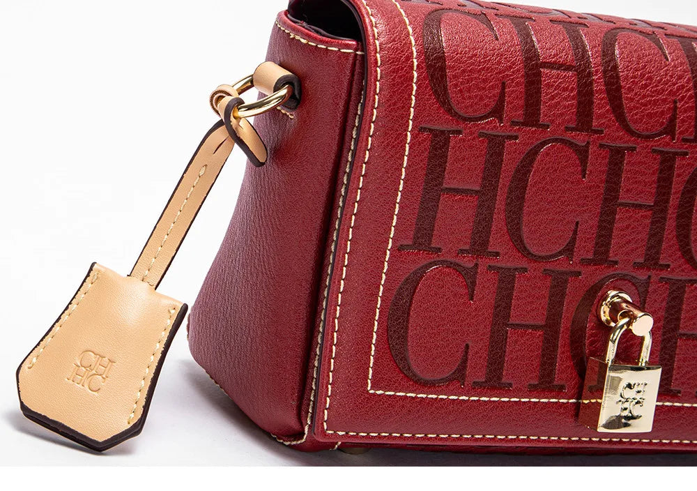 CH Womens Shoulder Bag Luxury Brand 2025 Fashion Solid Color Printed Handbag Fashion Design Model Metal Accessories Buckle