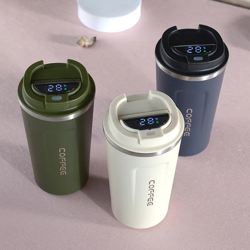 Tasse à café Thermos 380/510 ml en acier inoxydable avec affichage de la température, bouteille d'eau isolée, flasque sous vide.