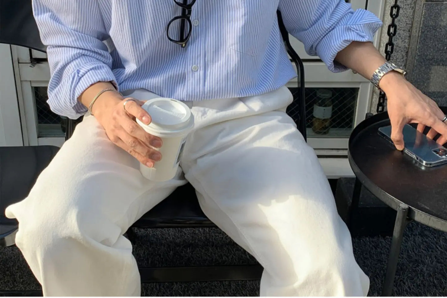 Chemise surdimensionnée rayée pour hommes, T-shirt à manches longues assorti pour le printemps et l'automne, Manteau de chemise coréen décontracté unisexe d'extérieur