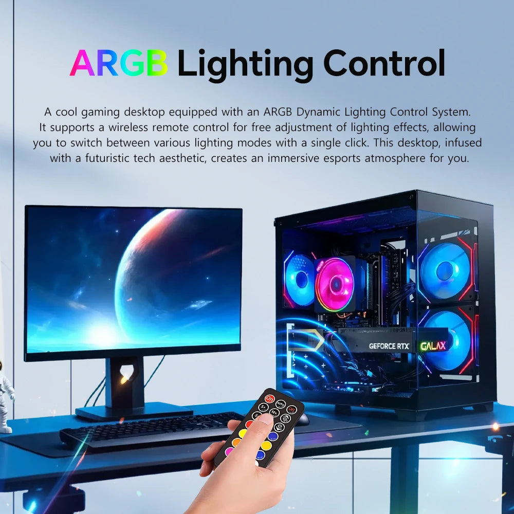 RSION Gaming PC AMD R5 5600 CPU RTX5060 32G RAM 1TB SSD Desktop Game Computer Sea View Room Assembled PC Gamer Full