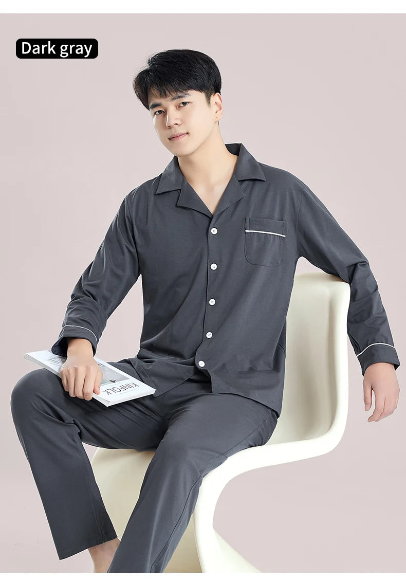 Pyjama d'hiver 100 % coton pour homme, bleu, vêtement de nuit chaud, pyjama en coton à carreaux, grandes tailles