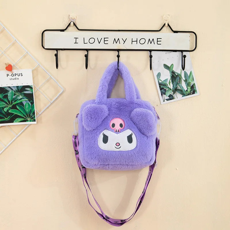 Sanrio Plüschtasche Kuromi Cinnamoroll Melody Stitch Handtasche Hello Kitty Umhängetasche Kosmetiktaschen Jungen Mädchen Weihnachtsgeschenk
