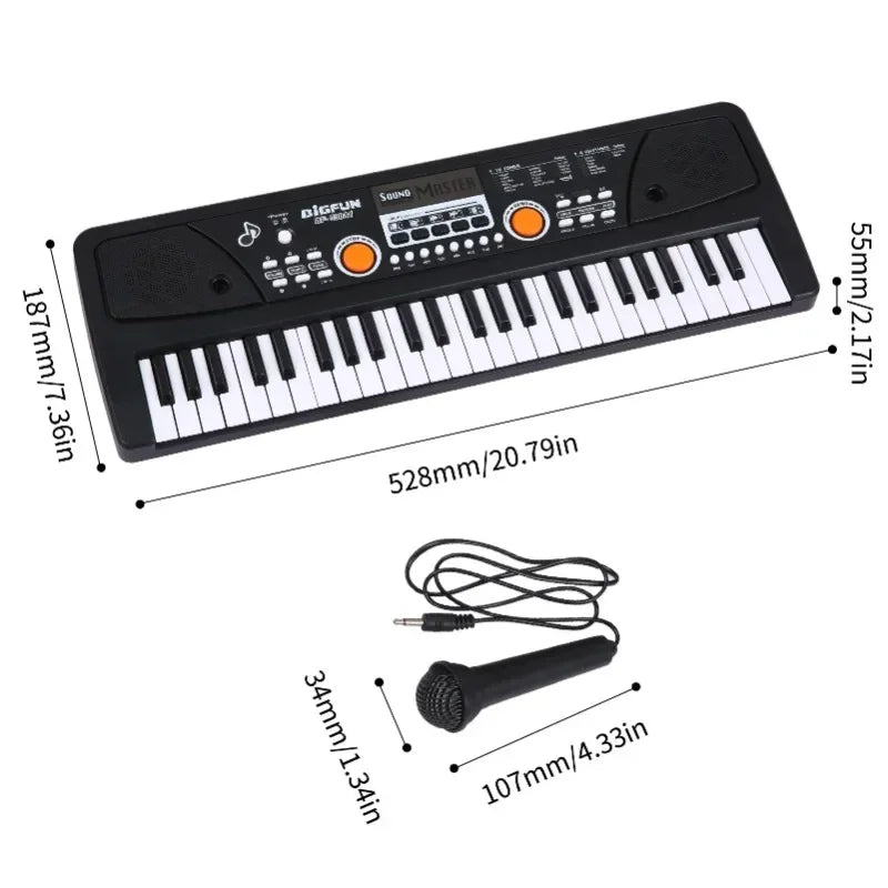 49 Keys USB Electric Piano & Microphone Digital Music Electronic Keyboard 16 Tones 8 Rhythms 6 Demo Songs Music Gifts for Kids