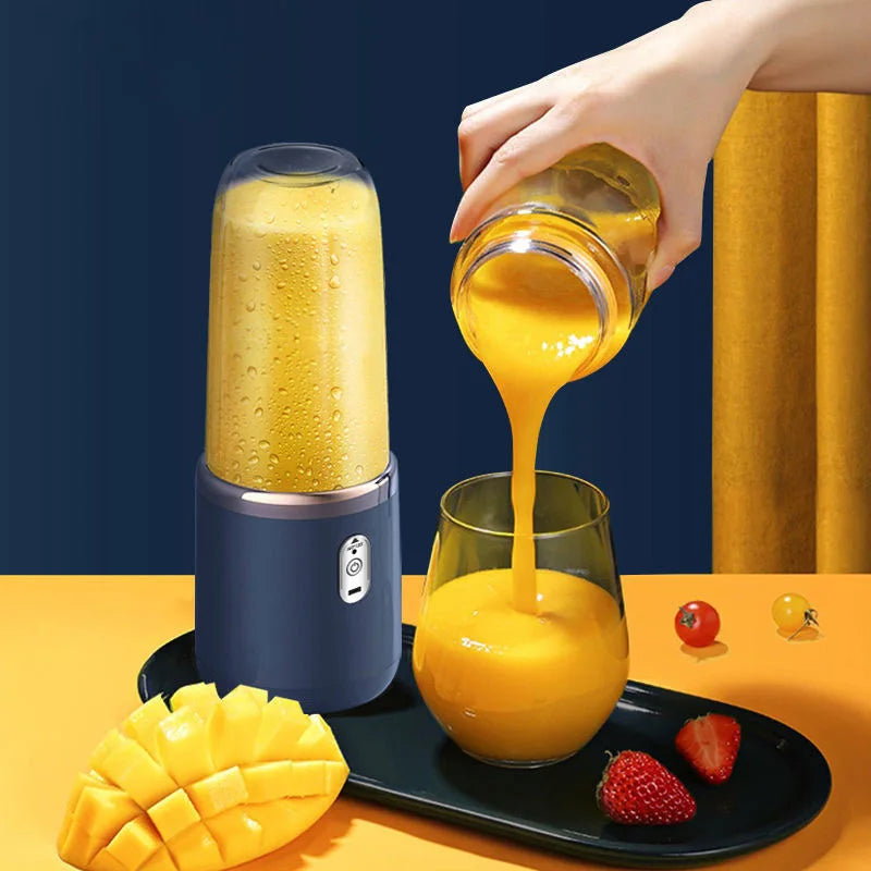 Tragbarer Entsafter Mixer 400ml Elektrischer Fruchtsaftmixer USB Ladefunktion Zitrone Orange Entsafter Tasse Smoothie Mixer Maschine 2 Tassen