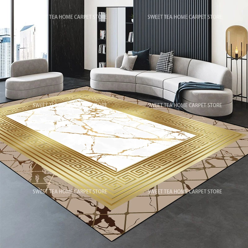 Moderner goldener Luxus-Teppich, große Wohnzimmerdekoration, Heimteppiche, rutschfeste Schlafzimmermatte, anpassbare Couchtisch-Lounge-Teppiche