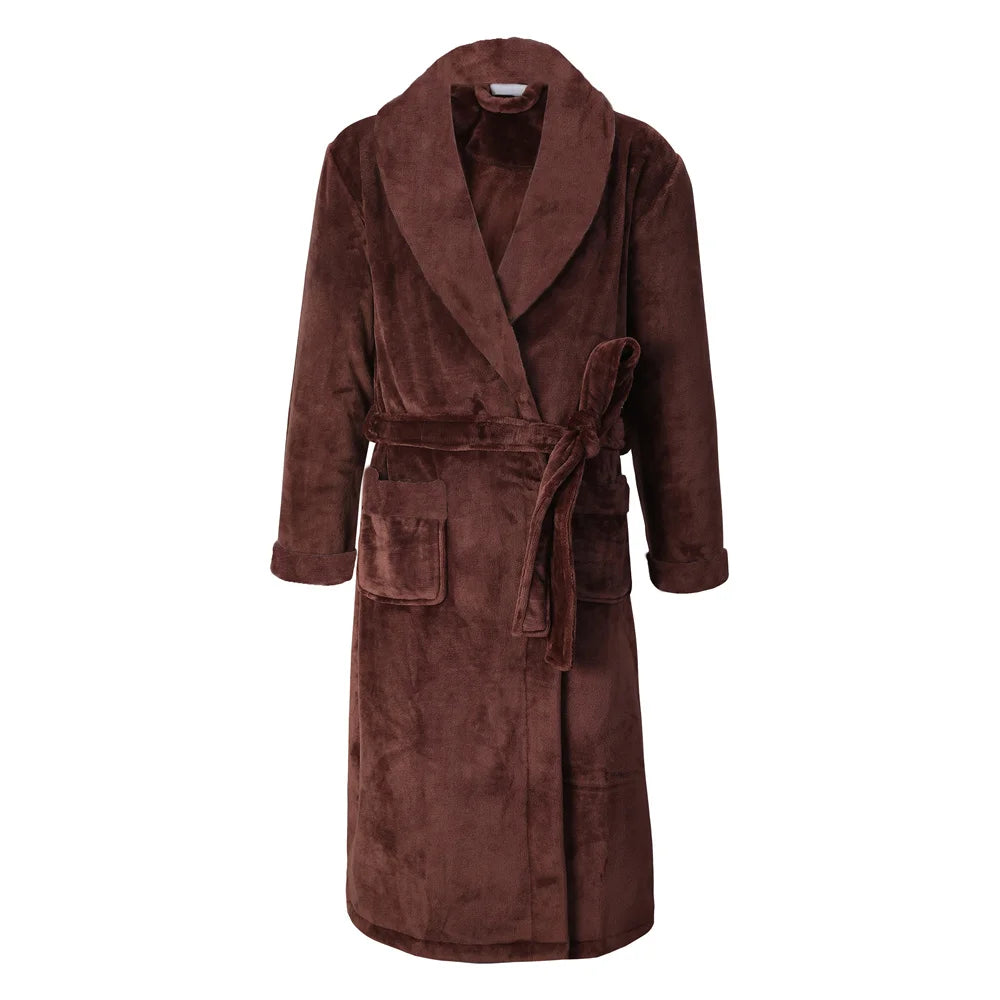 Peignoir Homme Polaire Épais Chaud Coral Fleece Flanelle Vêtement de Nuit Robe de Chambre Lingerie D'intérieur Vêtement D'intérieur Ample Peignoir