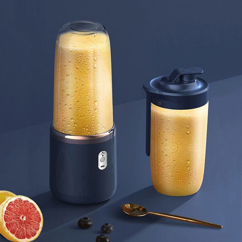 Tragbarer Entsafter Mixer 400ml Elektrischer Fruchtsaftmixer USB Ladefunktion Zitrone Orange Entsafter Tasse Smoothie Mixer Maschine 2 Tassen