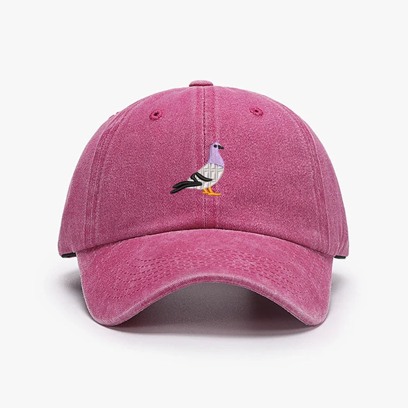 Casquettes de baseball vintage brodées motif Pigeon Printemps Hommes Femmes Chapeau de soleil délavé Pare-soleil Sport Pêche Chapeau de papa
