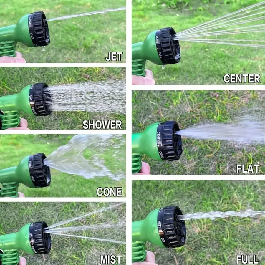 Tuyau magique extensible 25FT-200FT Conception légère Pistolet à 7 fonctions de pulvérisation d'eau Matériaux durables Outils d'arrosage pour la maison et le jardin