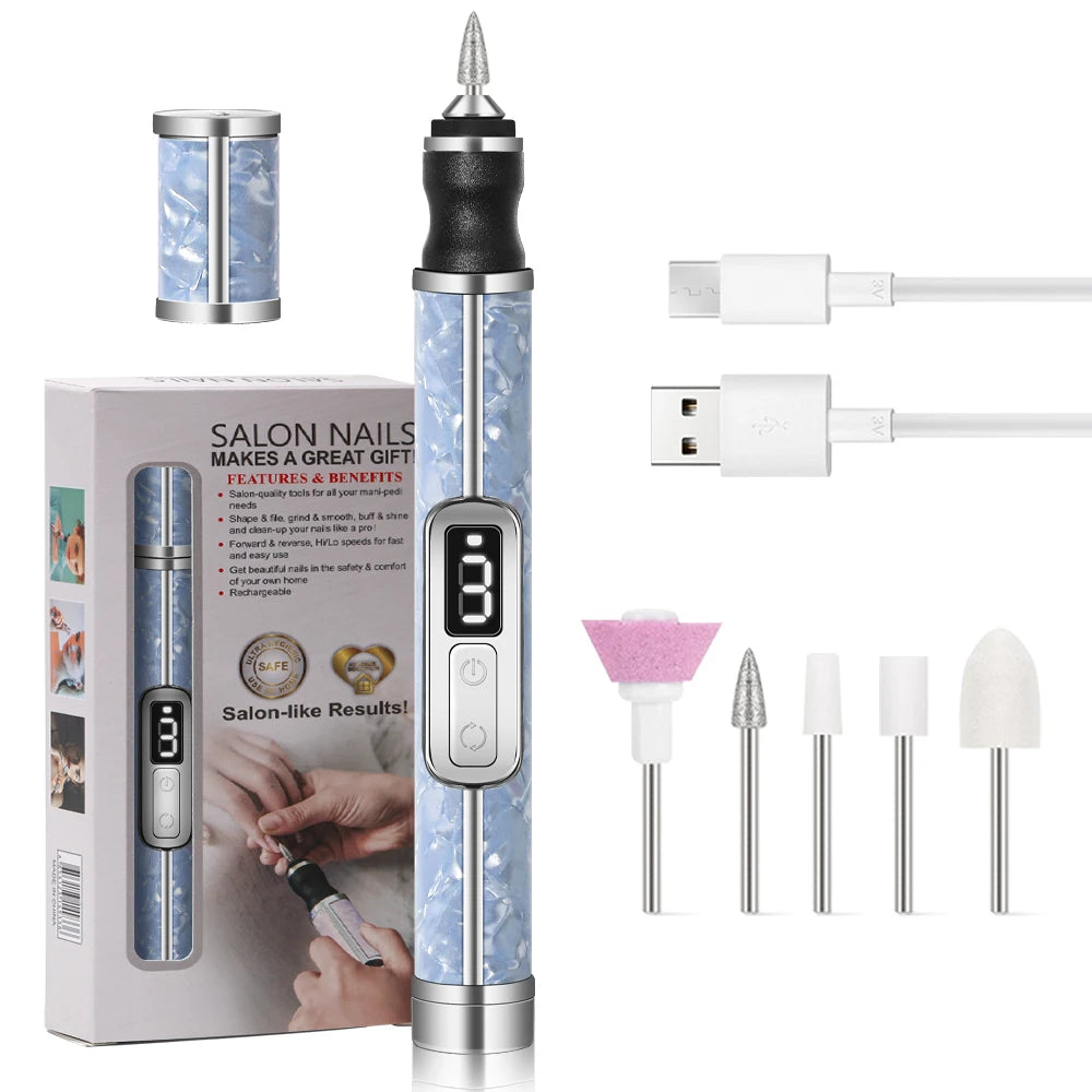 YIKOOLIN Tragbares elektrisches Nagelbohrerset, 4 Geschwindigkeiten, professionelles Maniküre-Pediküre-Set für Nagelsalons, Peeling und Polieren