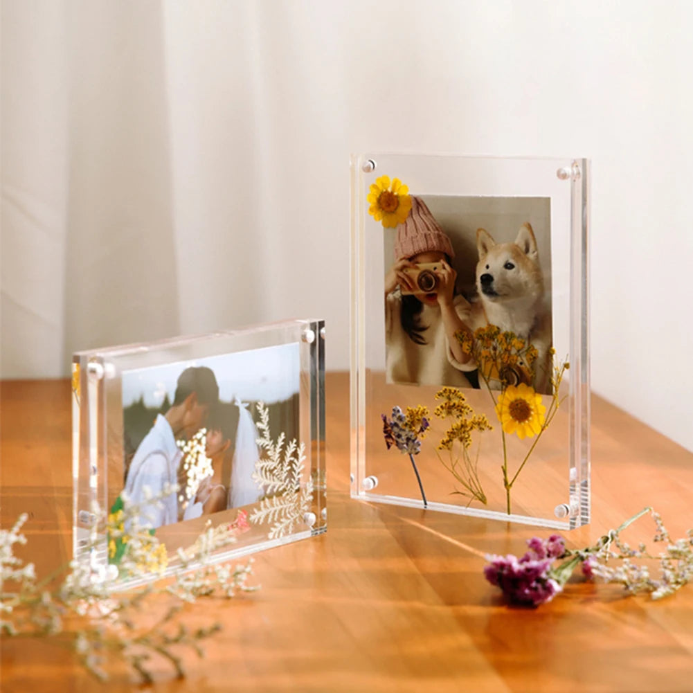 1 cadre photo en acrylique transparent magnétique double support d'affichage d'affiche 5.5x8.2cm, 6x9cm, 7x10.5cm, 9x12.8cm, 10x15cm