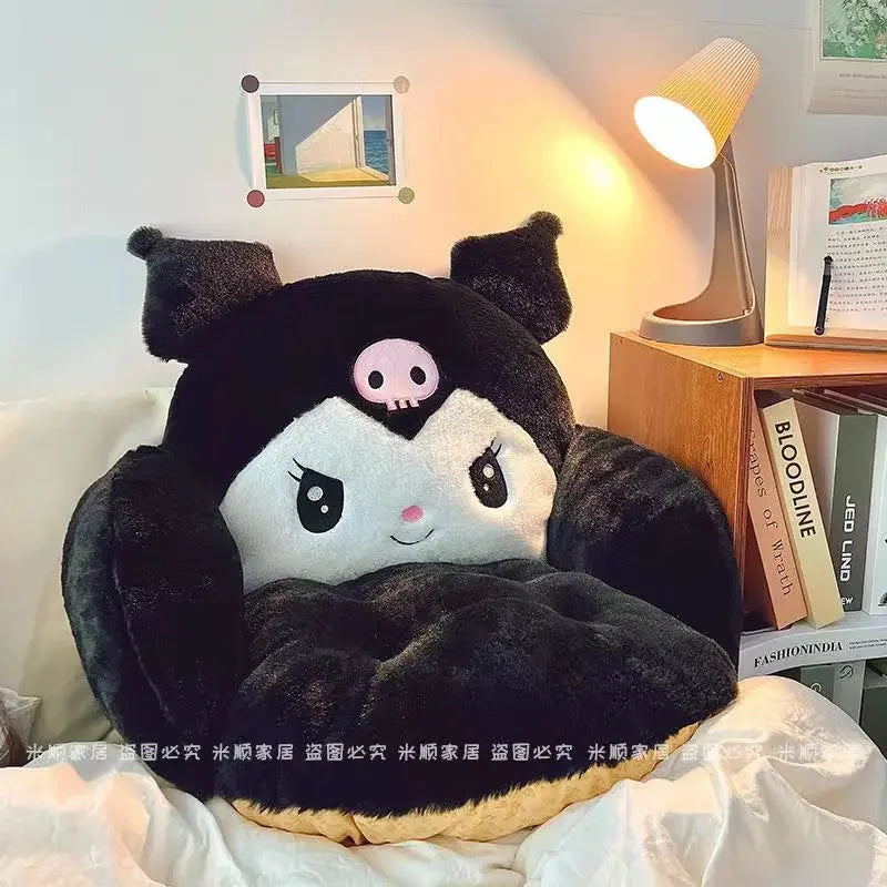 Kawaii Cinnamoroll Big Size Süßes Plüsch Halb Umgeben Schwarzes Kuromi Kissen Rückenlehne Schlafsaal Büro Rutschfestes Stuhlkissen