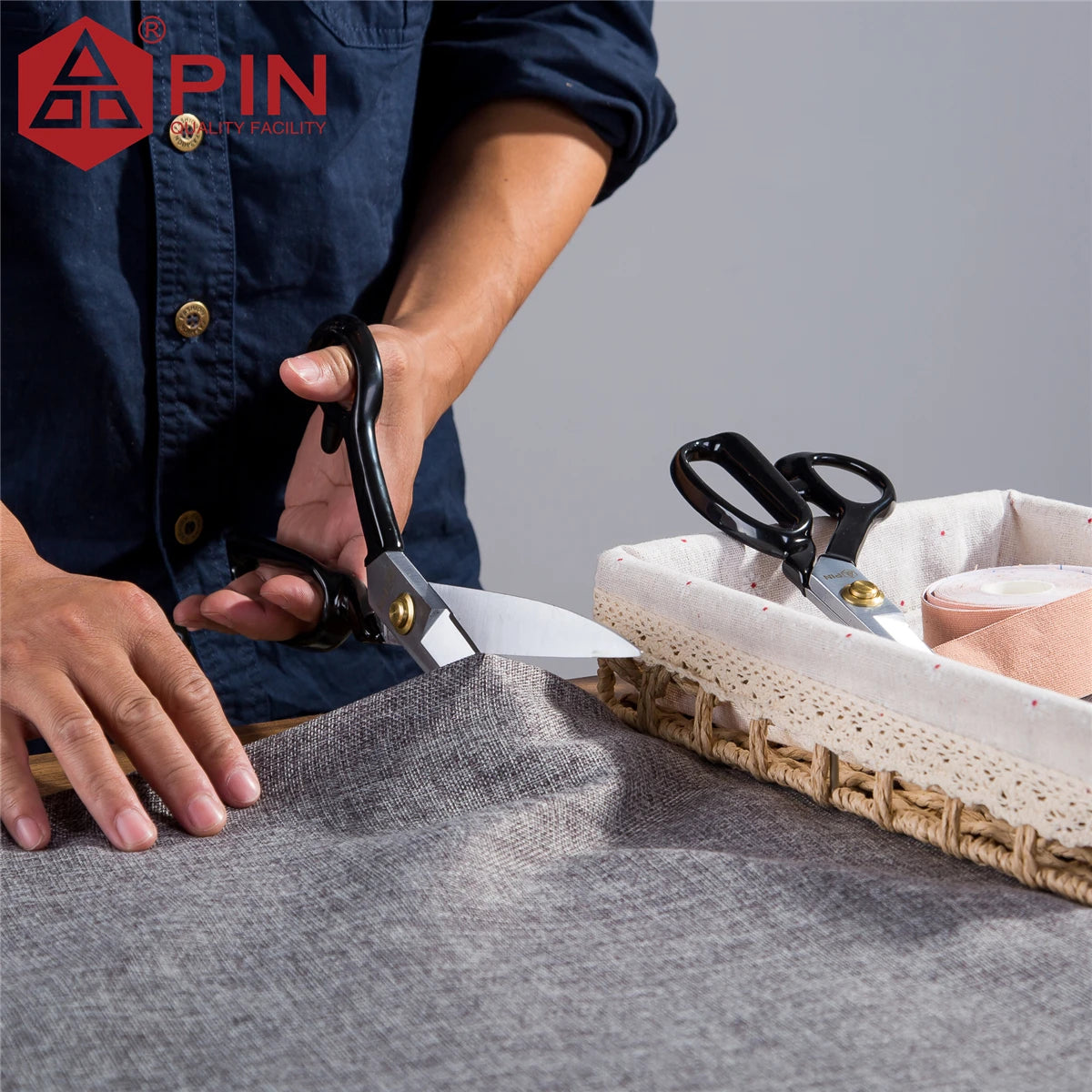 Ciseaux de tailleur pour gauchers PIN 10/12 pouces, ciseaux à tissu et cuir en acier inoxydable, ciseaux de couture ergonomiques pour gauchers