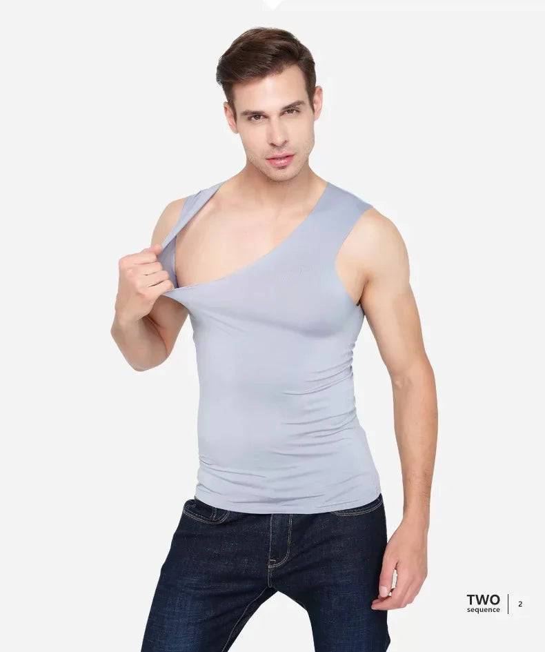Lot de 3 slips pour homme en soie, débardeur, singlet de musculation de haute qualité, gilet sans manches ajusté, gaine amincissante, taille 5XL