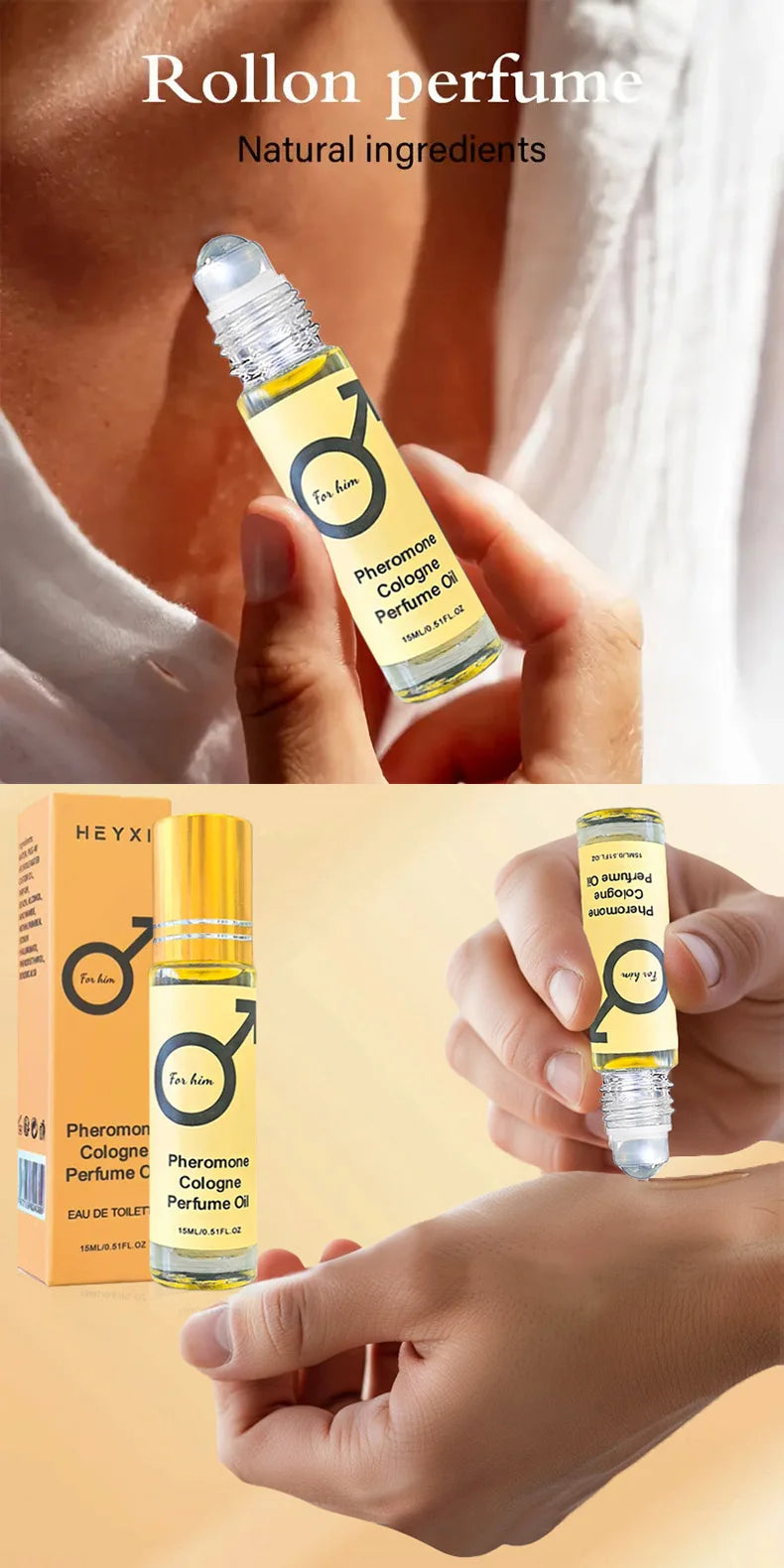 Pheromon-Kölnischwasser-Parfümöl, langanhaltender Duft für Männer und Frauen, tragbar für unterwegs, Parfüm für romantische Atmosphäre