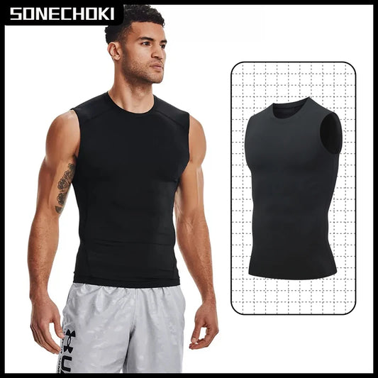 Débardeur de Compression Homme Chemise de Sport Sans Manches Séchage Rapide Musculation Fitness Gilet Entraînement Haut Musculaire