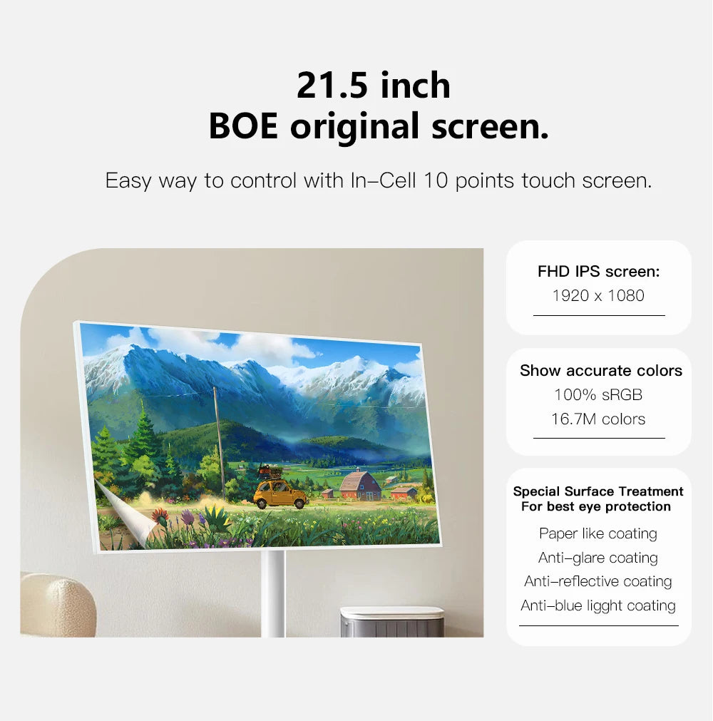 Android Tablet Smart Television in Cell Touch 21,5 Zoll LCD-Bildschirm Beweglicher kabelloser rollbarer Smart TV mit 5 Stunden Akkulaufzeit