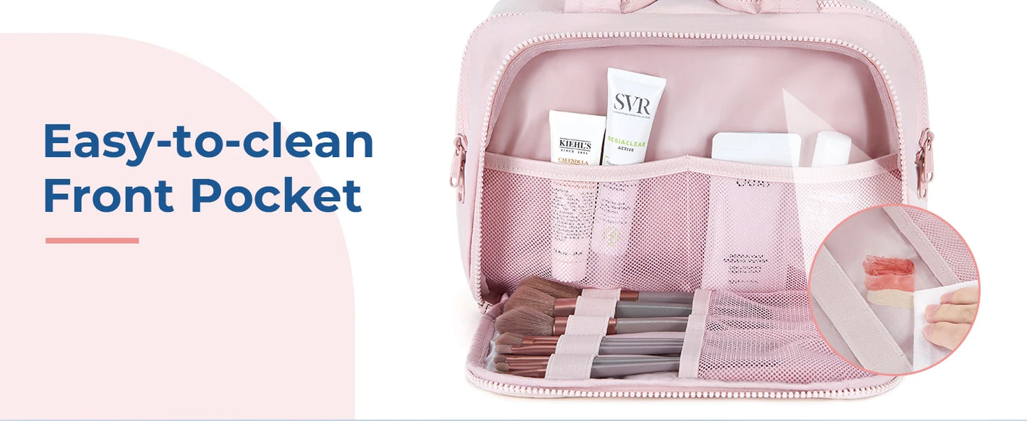 BAGSMART Kulturbeutel mit großer Kapazität, Make-up-Tasche mit Öffnung, tragbare Kosmetiktasche mit Griff für Accessoires und Toilettenartikel