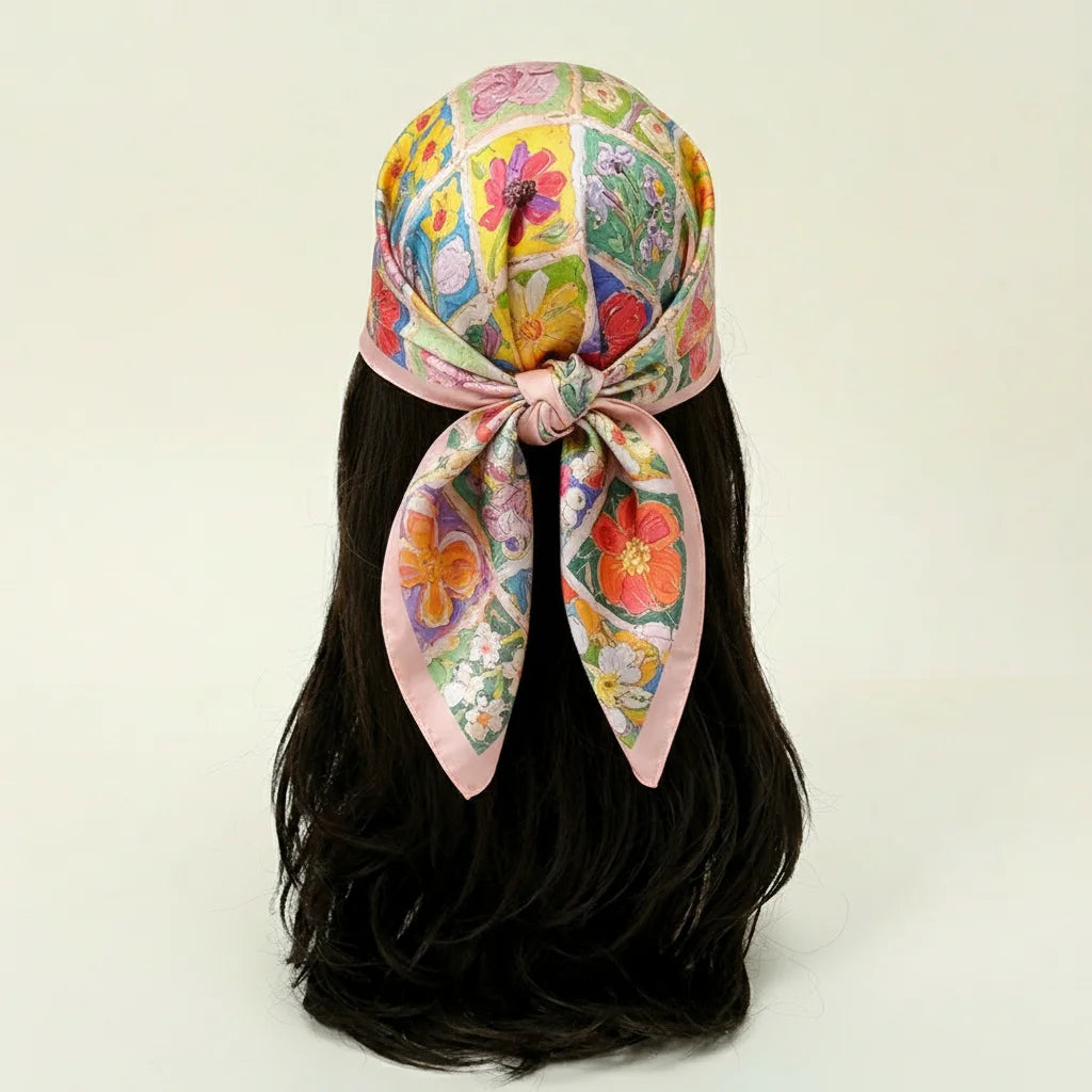 70*70cm Square Silk Scarves Women Hijab Shawls Abaya Women Veil Islamic Turban Femme Head Scarf Foulard Bandana Beach Pareo 2025