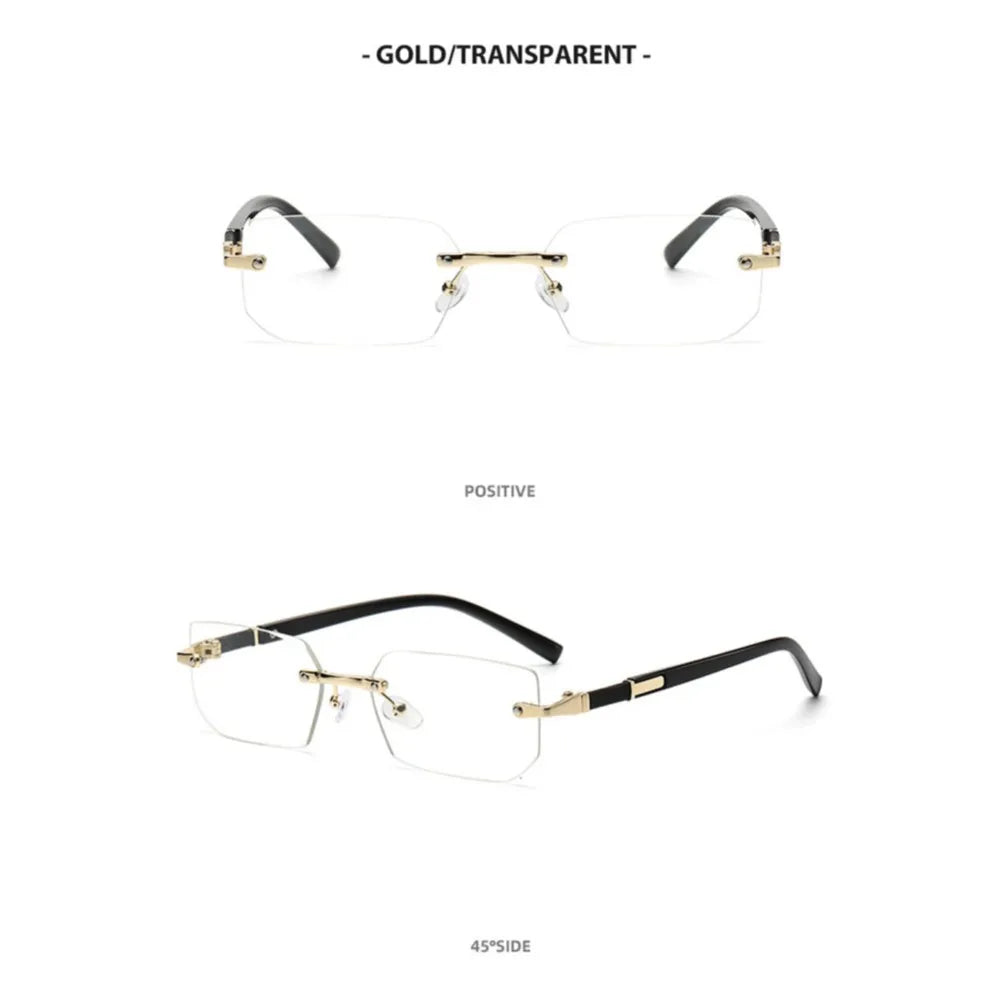 Randlose Sonnenbrille Rechteckig, Unisex Frameless Eyewear Designer Fashion Vintage Square Shade Y2k Sonnenbrille