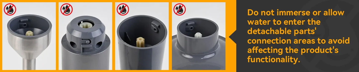 ROUNY Mixeur plongeant 4-en-1 1000 W puissant, mixeur manuel en acier inoxydable, gobelet de mélange de 700 ml, hachoir de 500 ml, fouet