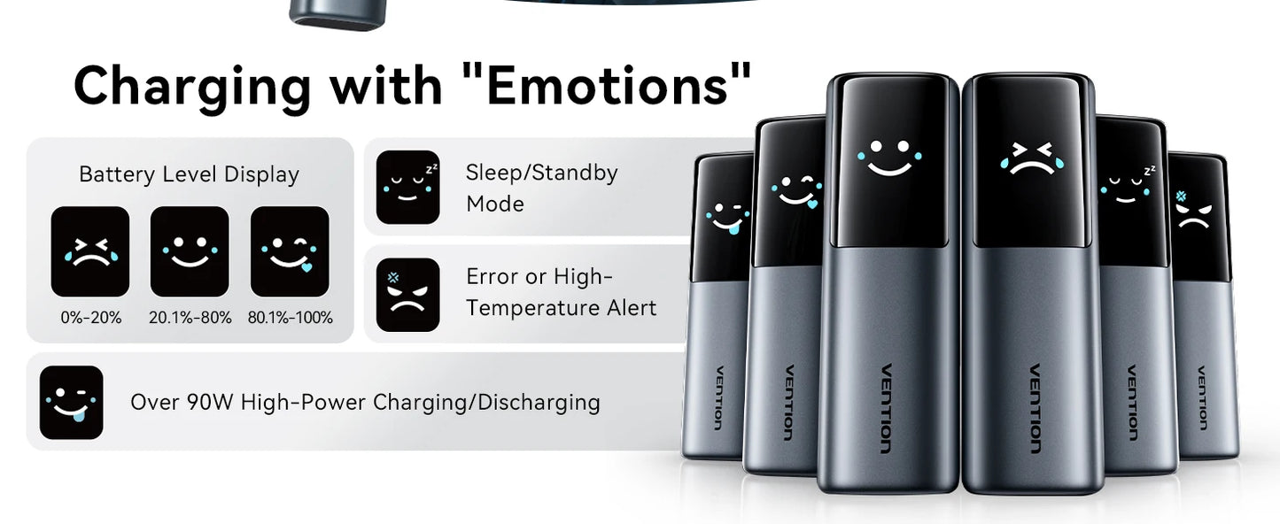 Vention 27000mAh Powerbank 200W PD Schnellladegerät für MacBook Laptop Tragbare Powerbank Externe Batterie für iPhone 17 Samsung 26