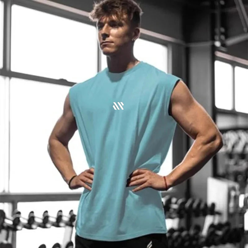 Herren ärmelloses Sportshirt, Fitnessstudio, Laufen, schnell trocknendes Weste, atmungsaktiv, locker, Training, Sommer Herrenbekleidung
