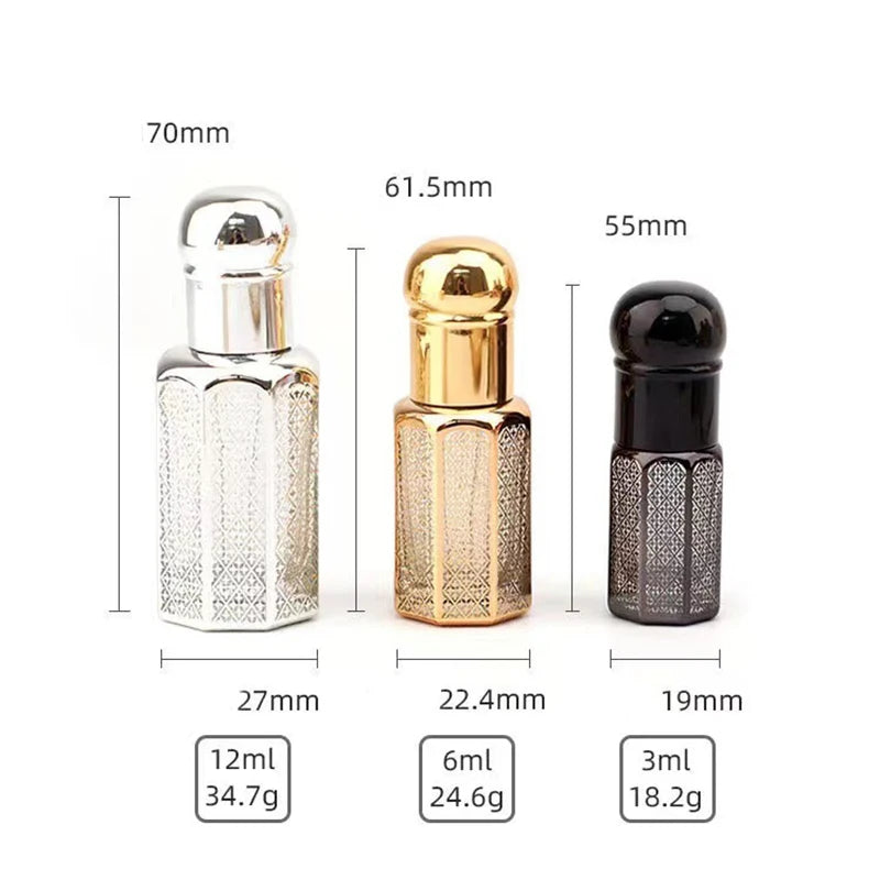3/6/12ml Luxus nachfüllbare Ätherische Öle Flaschen Leere Parfümflasche Tragbare Tropfflasche Vintage Bronzefarbener Flüssigkeitsbehälter