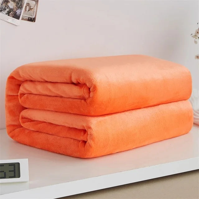 Couvertures en flanelle polaire corail 230 g/m² pour lits, couleur unie bleue rose, douce, chaude et fine, couvre-lit, housse de canapé, couverture plaid en fausse fourrure.