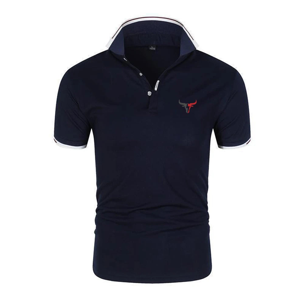 2026 Men New Sport Bull Pattern Six-color Polo Shirts Stand Collar Breathable Sport T-shirt Summer Fashion Short Sleeve