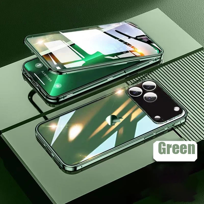 360°-Vollschutz-Metall-Magnet-Doppelseitige Glas-Schnappverschluss-Handyhülle für iPhone 17 Pro Max/17/Air/17 Pro Bumper Cover