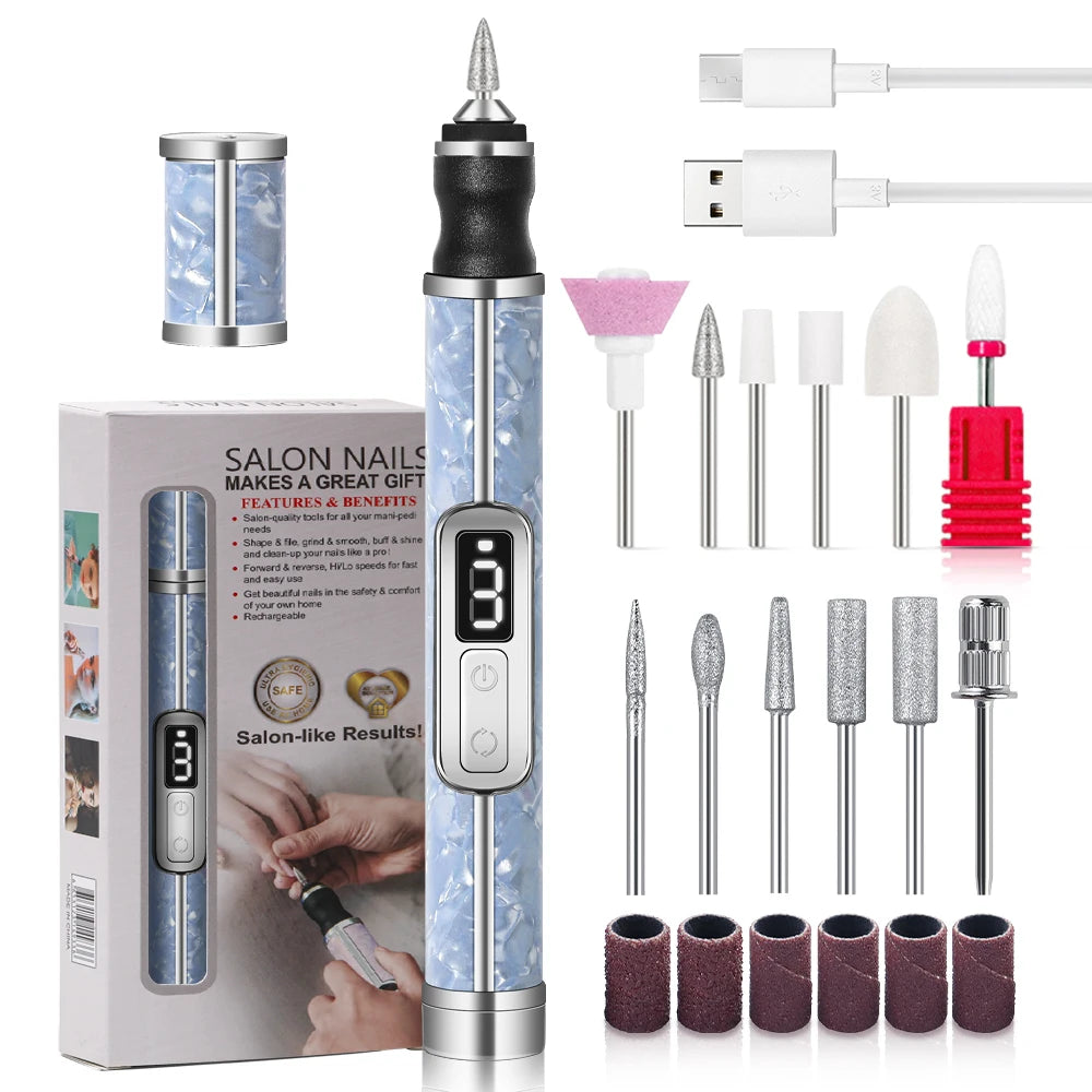 YIKOOLIN Tragbares elektrisches Nagelbohrerset, 4 Geschwindigkeiten, professionelles Maniküre-Pediküre-Set für Nagelsalons, Peeling und Polieren