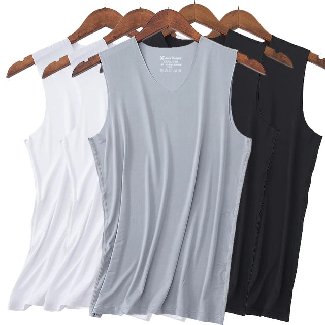 Lot de 3 slips pour homme en soie, débardeur, singlet de musculation de haute qualité, gilet sans manches ajusté, gaine amincissante, taille 5XL