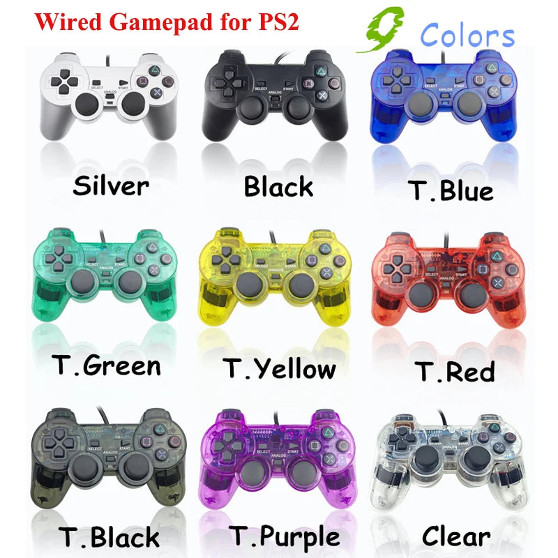 9 Colors Wired Gamepad for Sony PS2 Controller Gamepad for Sony PS2 Console Controller Mando Joystick Console Gaming Accessories