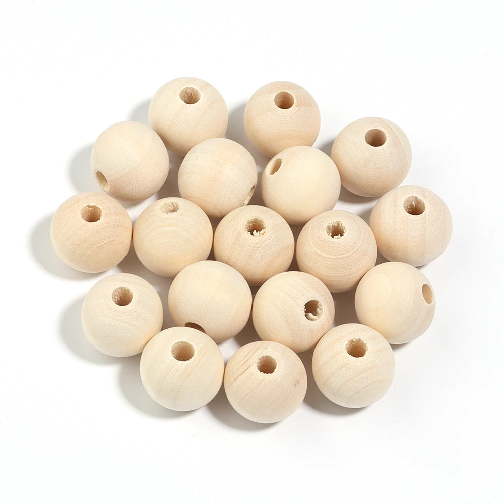 30-100 pièces/lot Perles rondes en bois couleur bûche 6/8/10/12/14/16/18/20/25/30mm Perles entretoises lâches pour accessoires de fabrication de bijoux DIY