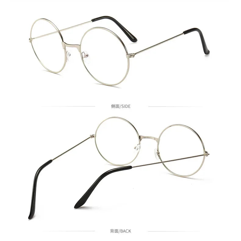 Vintage Transparent Glasses Round Metal Frame Superlight Style Clear Lens Game Eye Glasses  Protection Chic Prevent  Blue Light