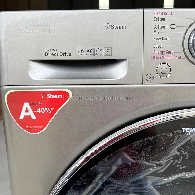 Household Large Capacity Intelligent 12kg Variable Frequency Full Automatic Front Load Washing Machine with Hot Dry 2 in 1