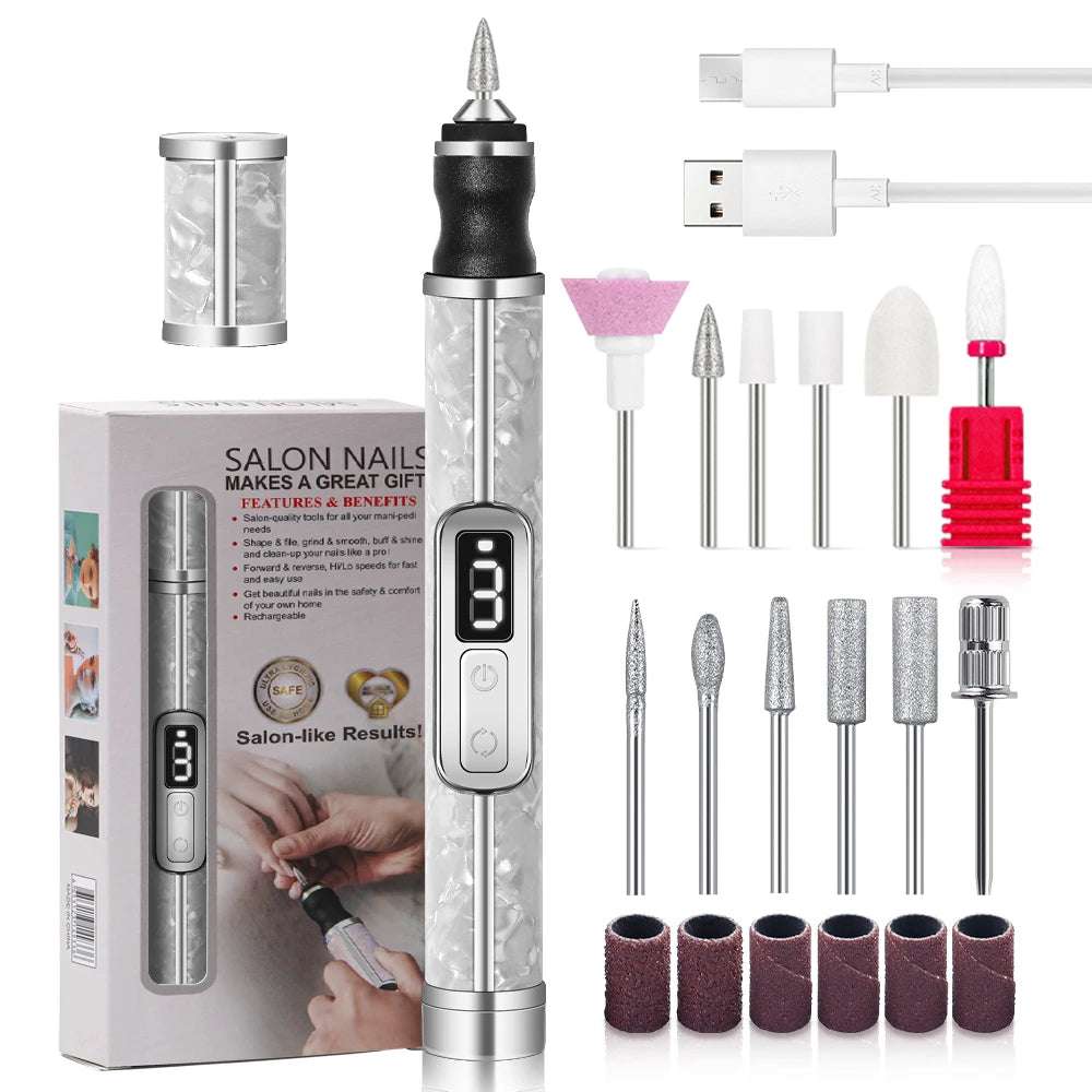 YIKOOLIN Tragbares elektrisches Nagelbohrerset, 4 Geschwindigkeiten, professionelles Maniküre-Pediküre-Set für Nagelsalons, Peeling und Polieren